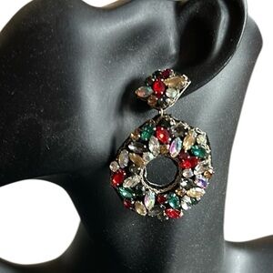 Persimmon Multicolor Jeweled Pierced Sparkle Statement Earrings